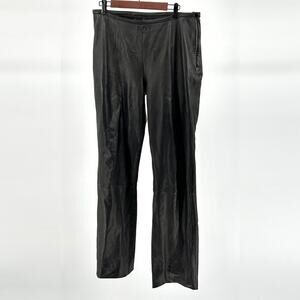 Vintage 90s Pelle Studio Black Genuine Leather Low Rise Straight Leg Pants